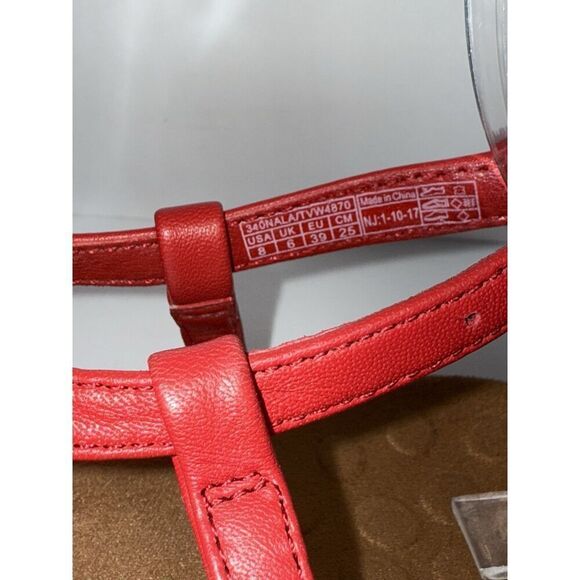 Vionic Sandals 8 Nala Thong Red Leather T Strap Gold Slingback Comfort Flats - Picture 12 of 15